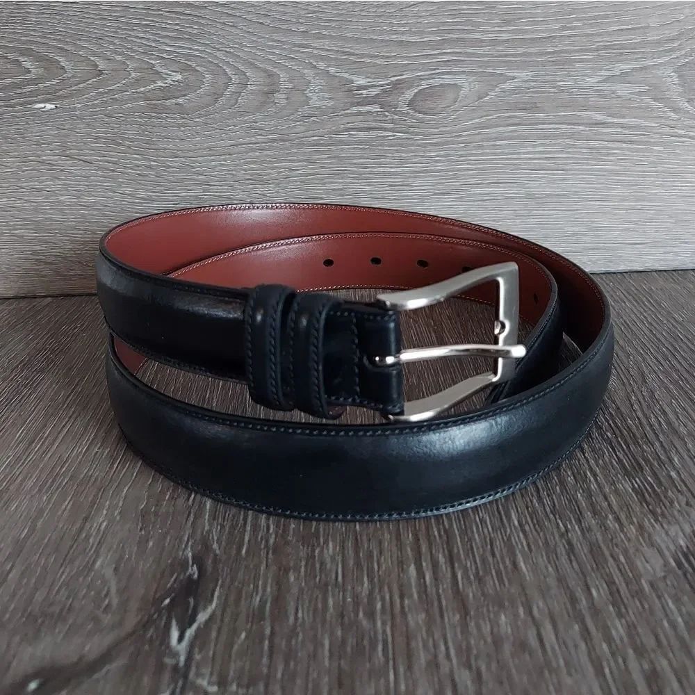 Perry Ellis Portfolio Black Genuine Cowhide Belt 38